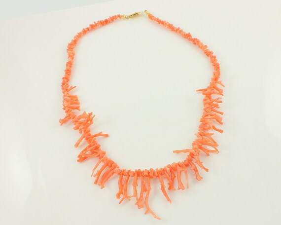 Vintage Natural Branch Pink Coral Necklace, Vinta… - image 4