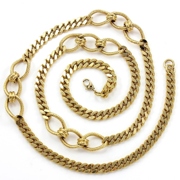 Vintage Eighties Monet Chunky Gold Tone Chain Necklace, Bold Curb and Oval Link 24 Inch Chain Necklace, 1980s Signed Monet, Vintage Jewelry