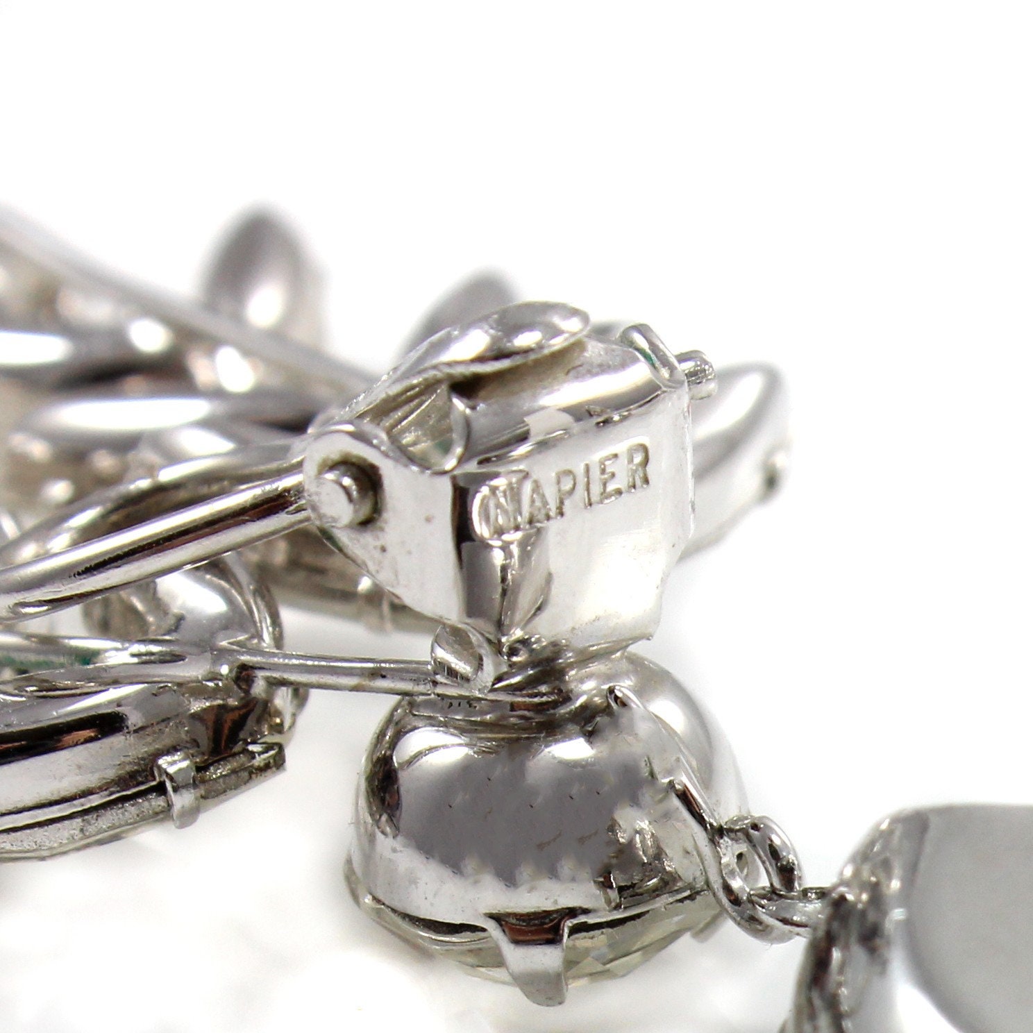 Vintage Signed Napier Dramatic Crystal Statement Ear Climber Earrings