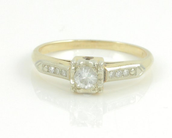 Vintage 14K Diamond Engagement Ring, .17 CT Diamo… - image 5