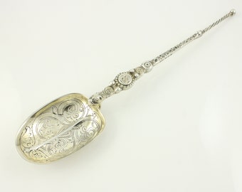 Antique Sterling Silver Gilt Queen Elizabeth Anointing Spoon, 1936 Sterling Coronation Spoon Birmingham 90g 10", British Royal Memorabilia