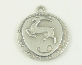 Vintage Forstner Sterling Aries Zodiac Charm, Sterling Silver Modernist Aries Pendant, 1960s Mid Century Silver Aries Charm, Vintage Jewelry
