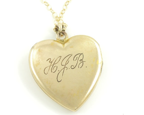 Vintage Engraved Scrolled Love Heart Locket Penda… - image 4