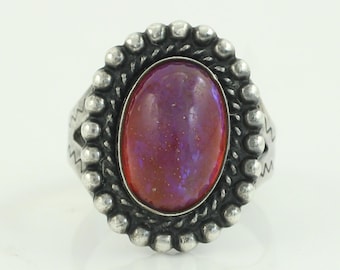 Vintage Dragon Breath Sterling Southwestern Ring, Sterling Silver Dragon Breath Ring Size 7, 1960s Southwestern Ring, Vintage Jewelry