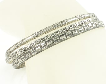 Trio of Sterling Silver Bangle Bracelets, 925 Minimalist Narrow Stacker Bracelet, Mexico 1940 WWII Era, Vintage Jewelry, Estate Jewelry