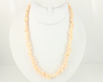 Vintage Natural Angel Skin Coral Necklace, Vintage 20" Tubular Coral Bead Necklace, 1960s Coral Necklace, Vintage Jewelry, Estate Jewelry