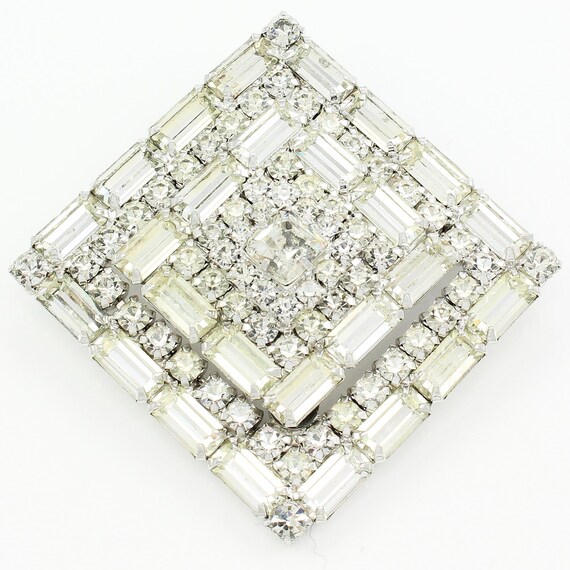 Vintage Square Rhinestone Brooch Vintage Emerald Cut Rhinestone