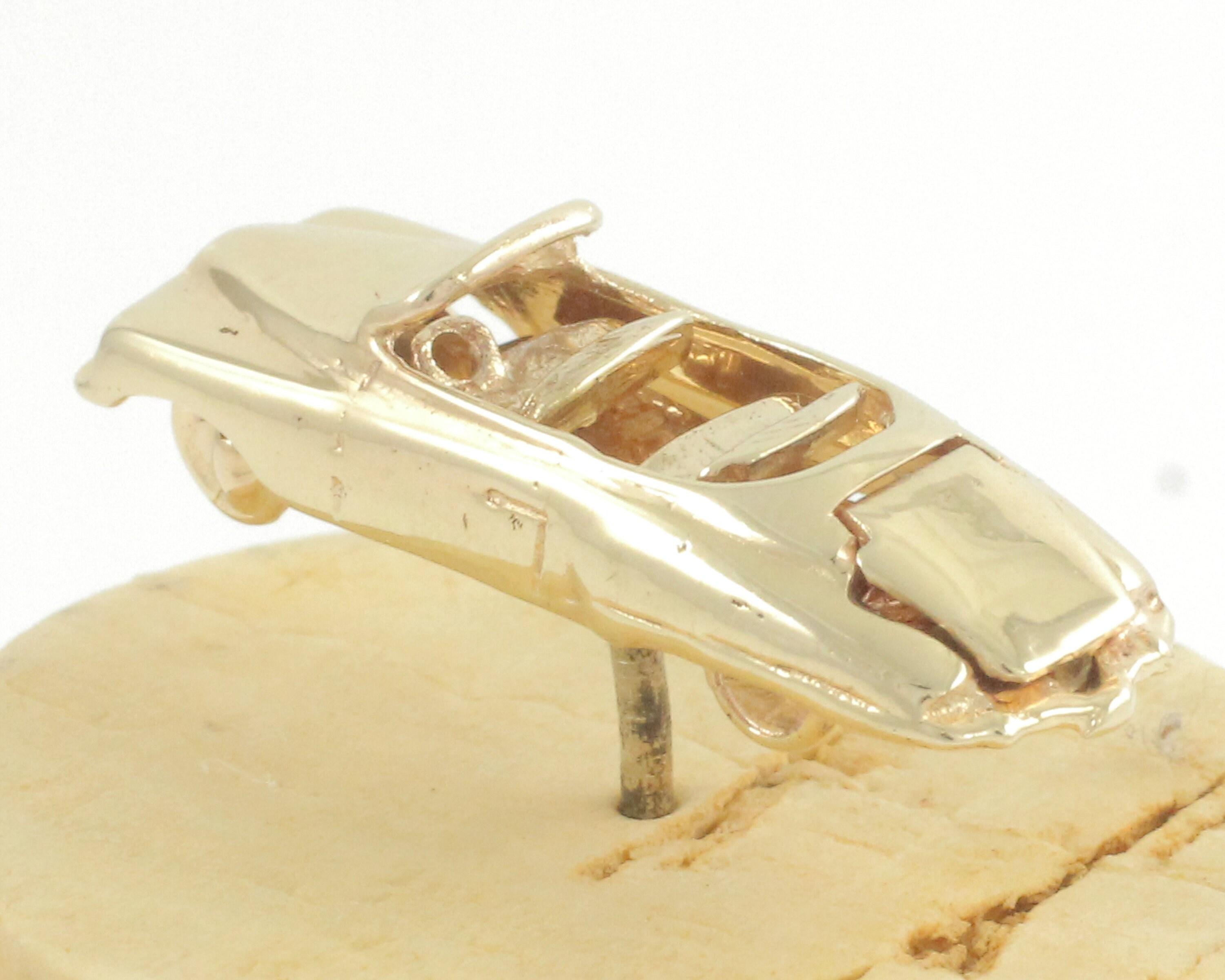 Vintage 14K Car Tie Tack, 14K Gold Classic Convertible Pin, Moveable