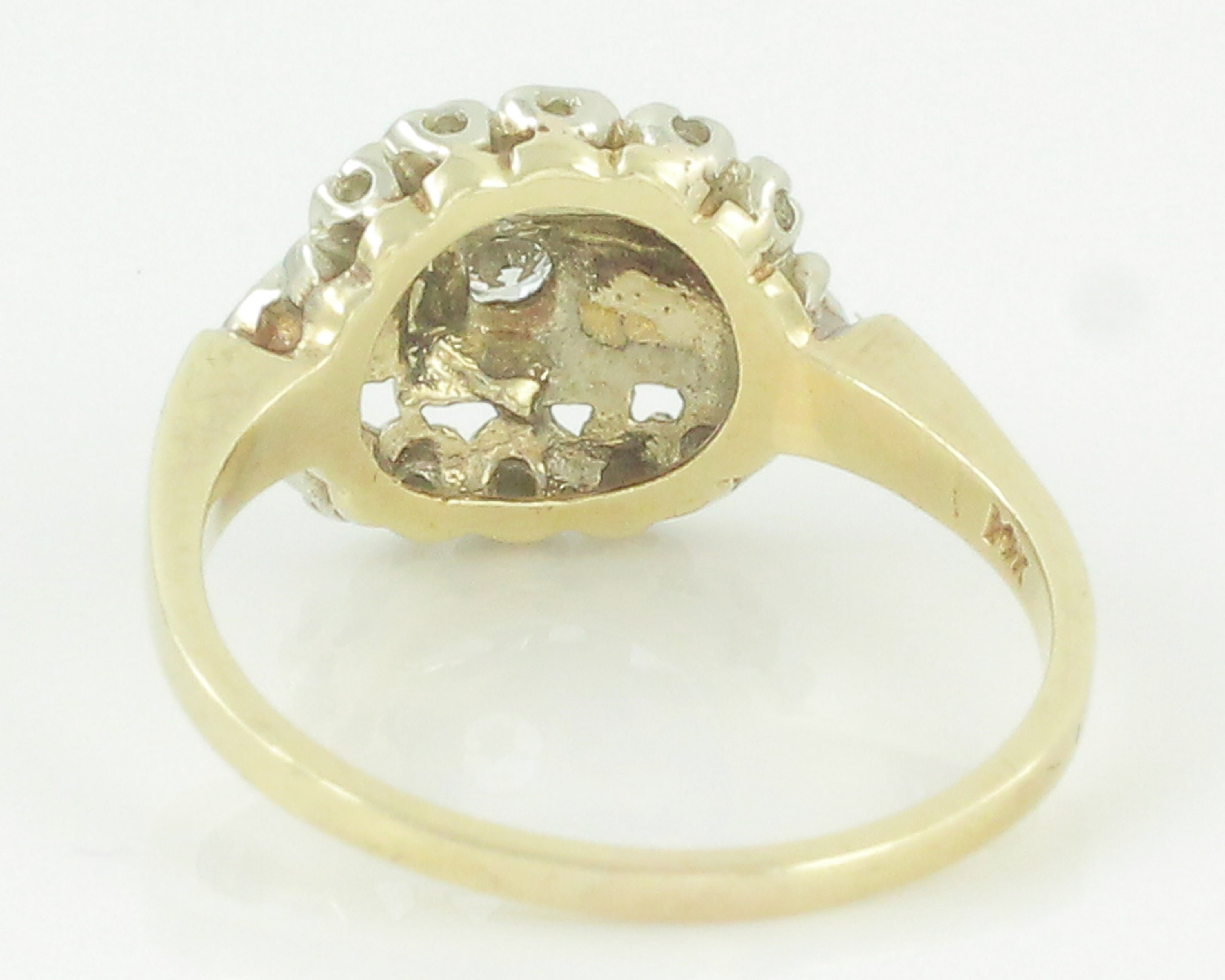 Vintage Diamond Solitaire Orange Blossom Ring - Antique Edwardian 14K ...