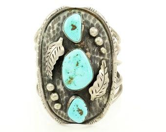 Vintage Sterling Turquoise Cuff Bracelet, Vintage Southwestern Turquoise, New Old Stock, Handmade Silver Cuff, Vintage Jewelry