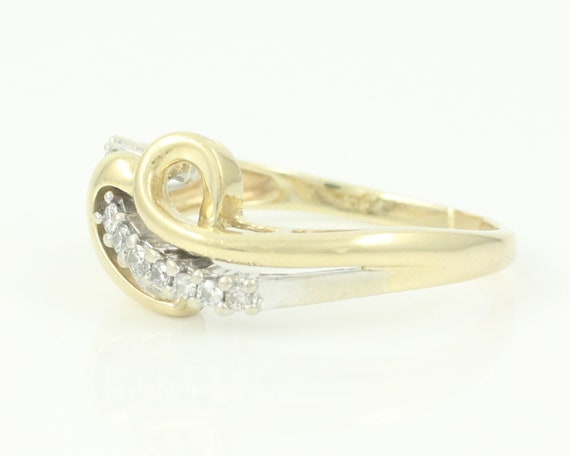 Vintage 10K Diamond Heart Bypass Ring, Vintage Di… - image 6