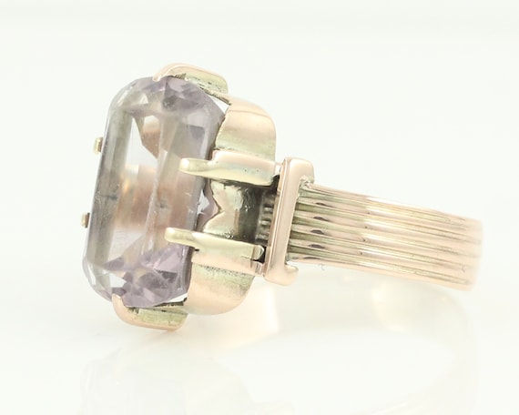 Antique 10K Rose de France Amethyst Ring, Victori… - image 5