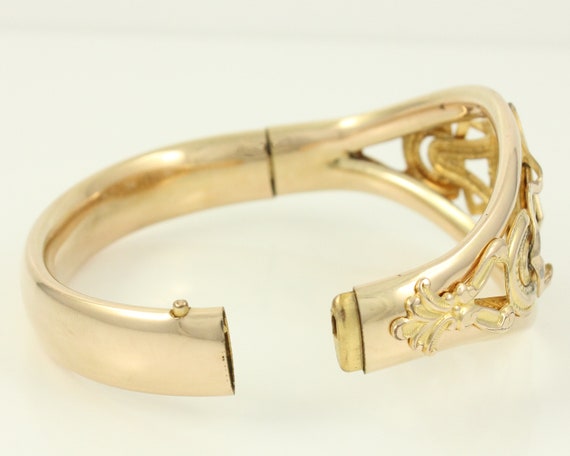 Antique 10K Gold Filled Ornate Bangle Bracelet, L… - image 7
