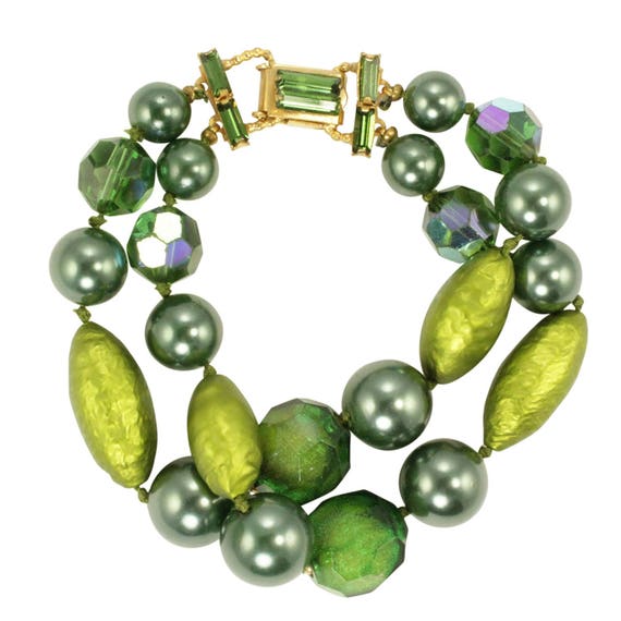 Vintage 1950's Eugene Green Beaded Jewelry Set, E… - image 2