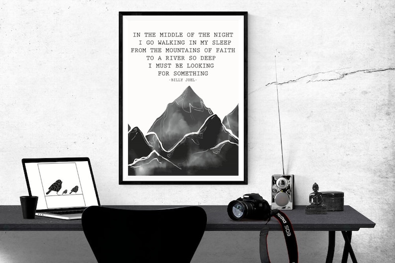 Quote Typography Art Home Decor Typography Poster River of Dreams Printable Wall Art Billy Joel Lyrics