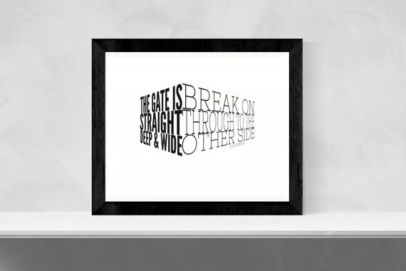 The Doors Break On Through Lyrics Printable Wall Art Etsy