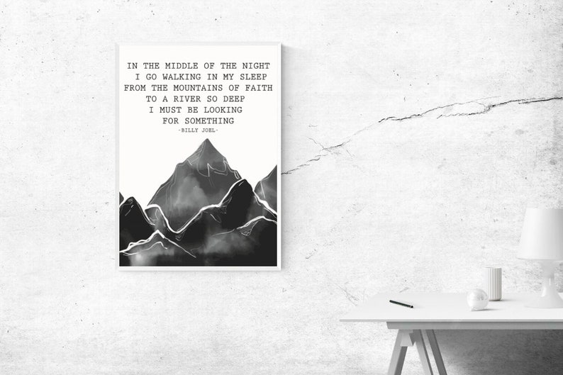 Quote Typography Art Home Decor Typography Poster River of Dreams Printable Wall Art Billy Joel Lyrics