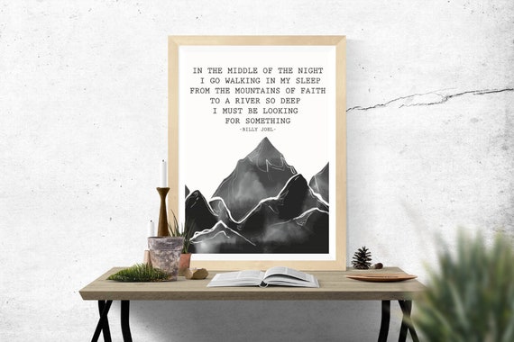Quote Typography Art Home Decor Typography Poster River of Dreams Printable Wall Art Billy Joel Lyrics