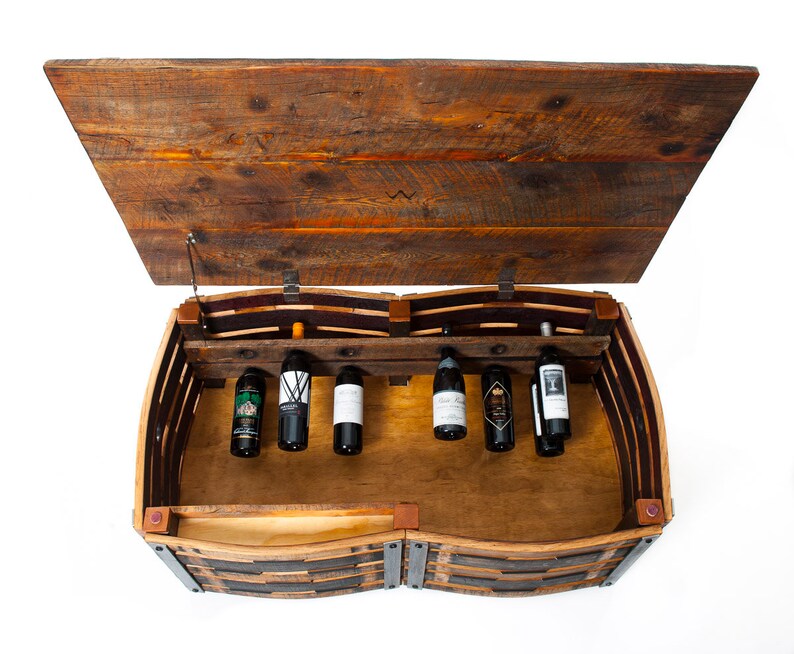 Wine Barrel Coffee Table With Storage Etsy