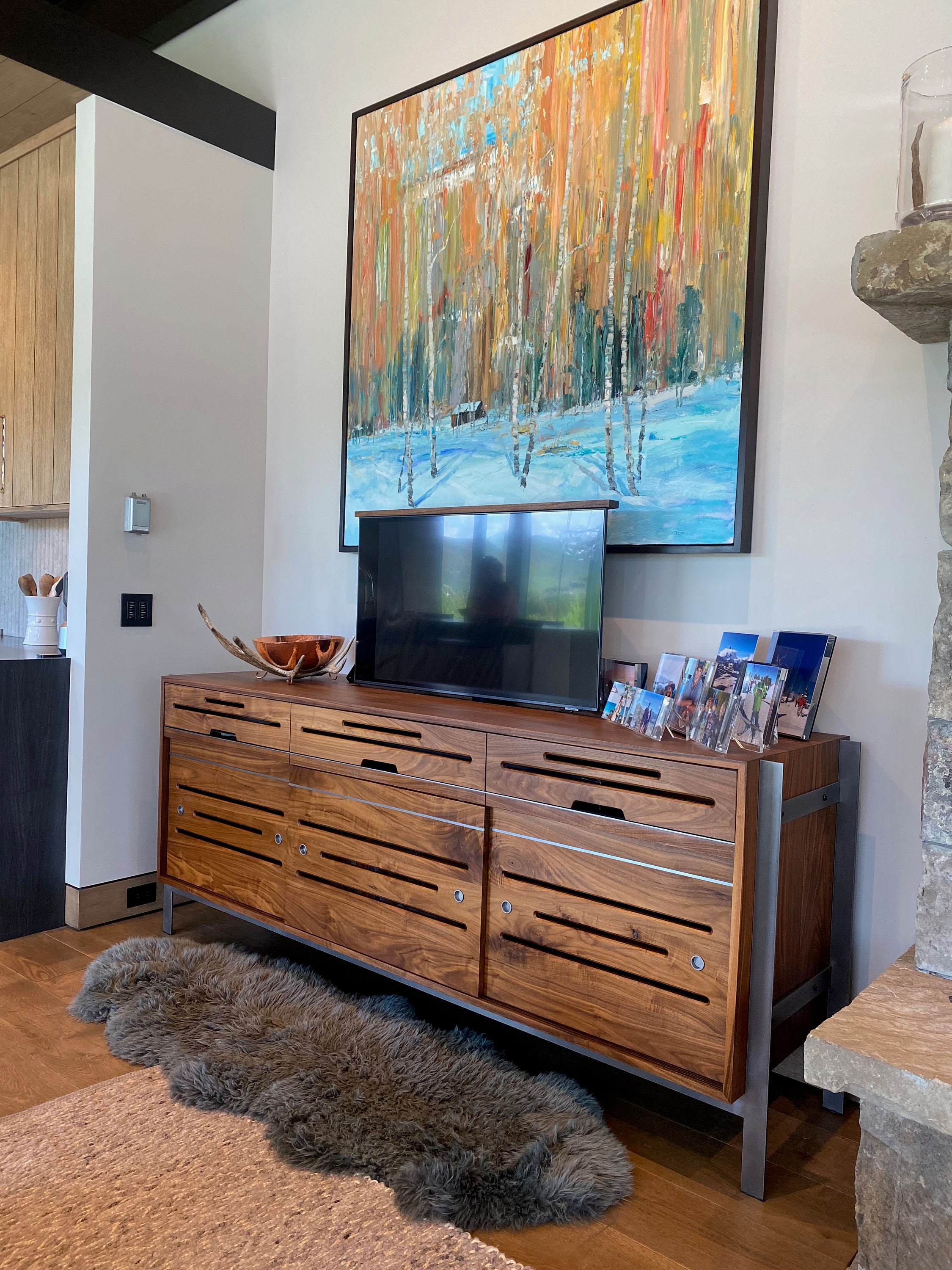 Hidden tv credenza best sale