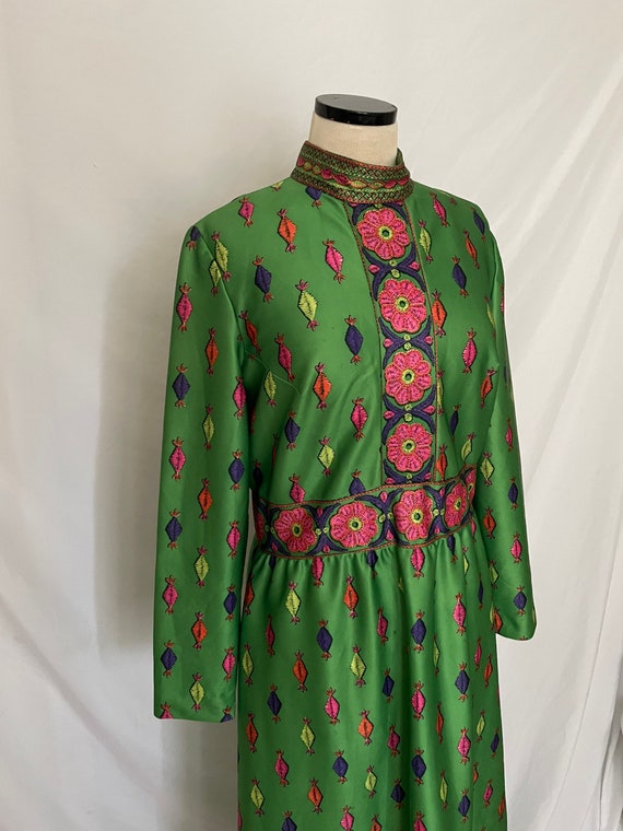 70s Green Printed Maxi Dress by Emilio Borghese - image 2