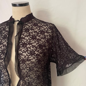 Vintage Black Lace Bed Jacket - Etsy