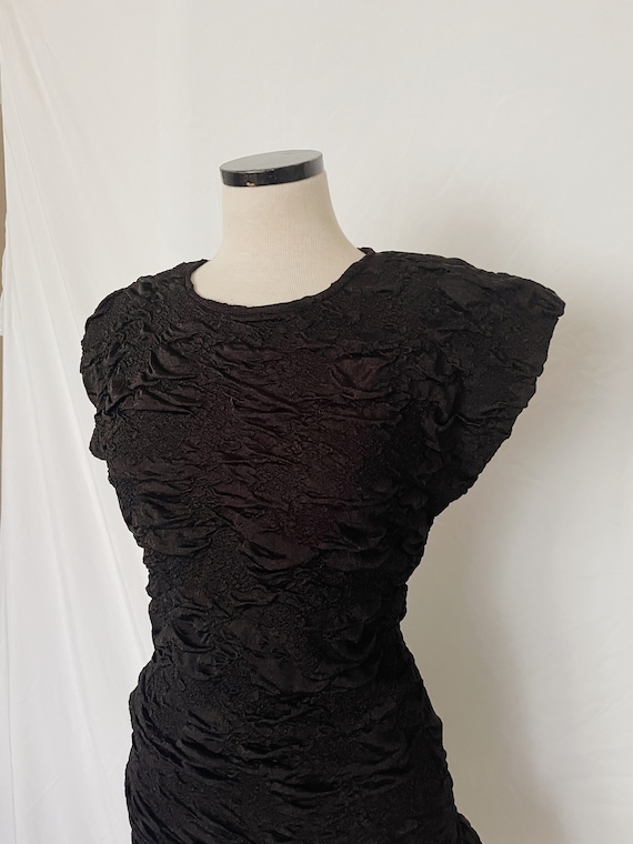 80’s Ruched Black Mini Dress