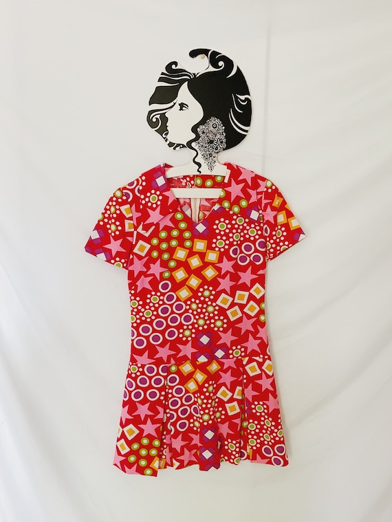 Vintage Confetti Pattern Mini Dress