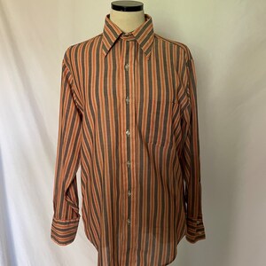 70s Orange-Brown Striped Button Down Shirt image 2