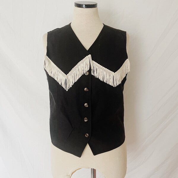 Vintage Black Fringe Vest