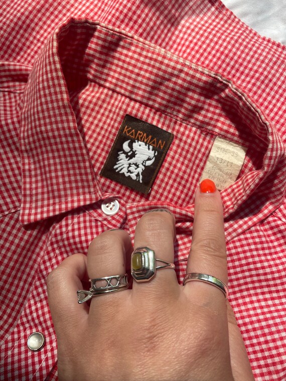 70’s Red Gingham Pattern Button Down by Karman - image 4