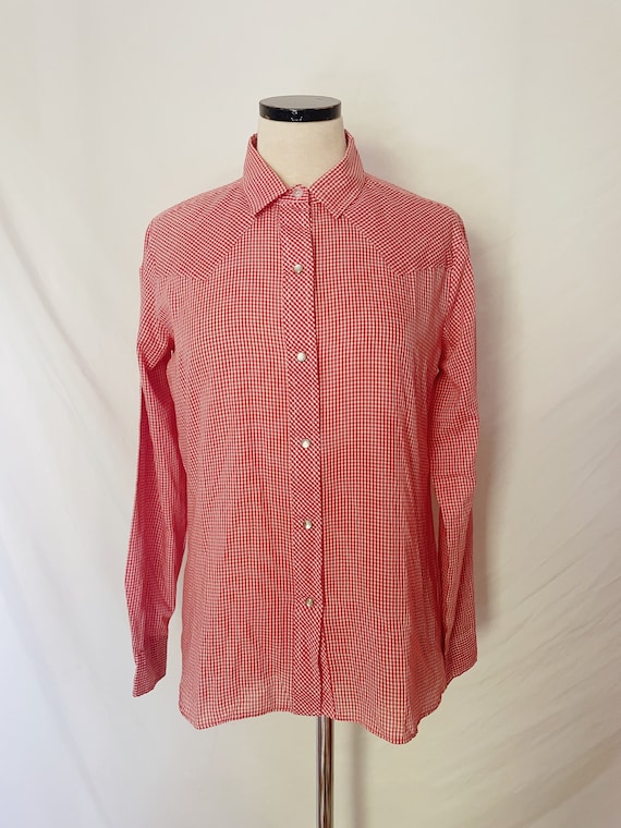 70’s Red Gingham Pattern Button Down by Karman - image 1