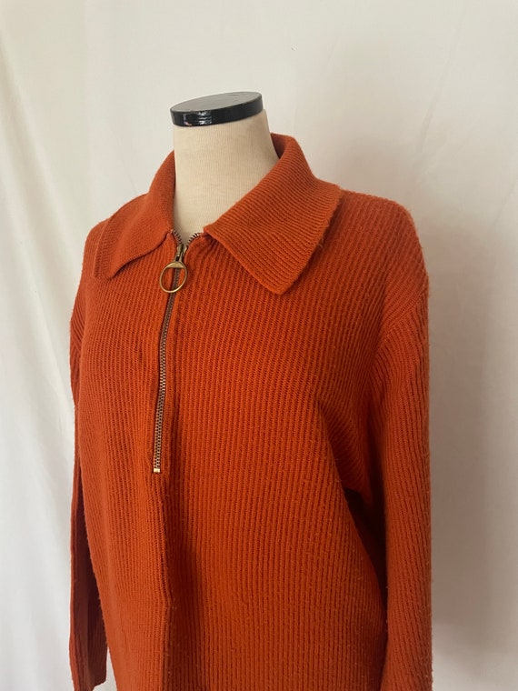 70’s Orange O-Ring Zip Sweater by Sears - image 3