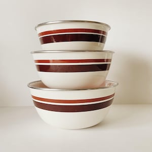 Mid Century Enamel Nesting Serving Bowls