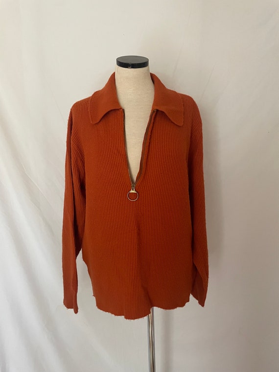 70’s Orange O-Ring Zip Sweater by Sears - image 2