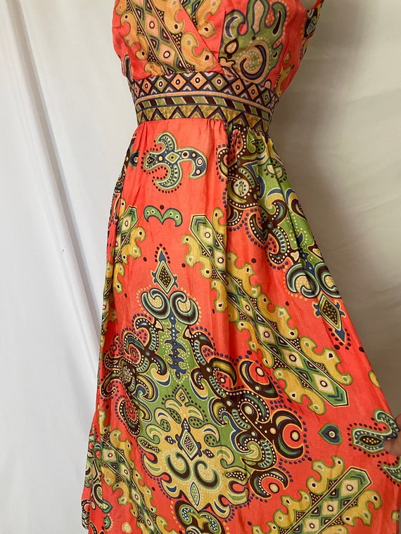 Vintage Peachy Pattern Maxi Dress - image 3