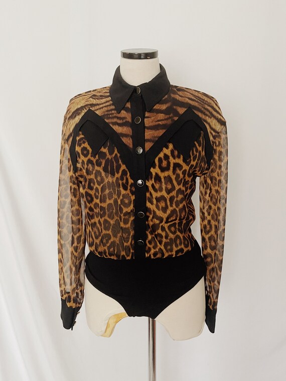 Vtg Leopard Print Bodysuit