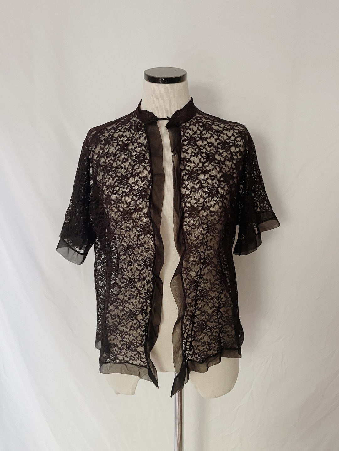 Vintage Black Lace Bed Jacket - Etsy