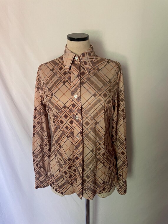 70’s Plaid Print Disco Shirt - image 2