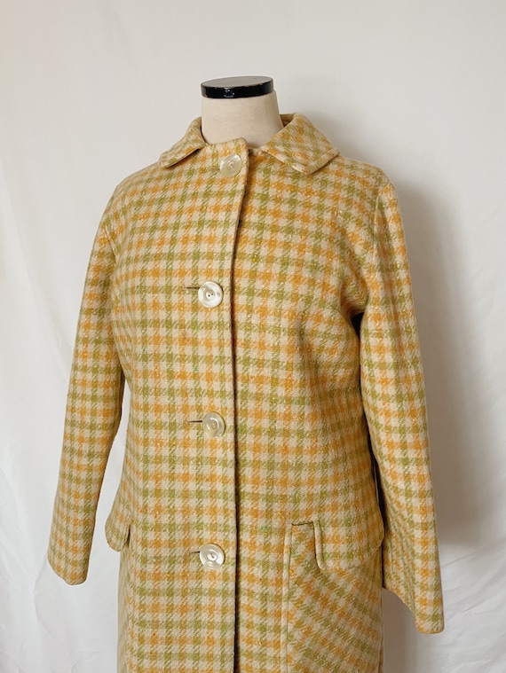 Vintage Green/Yellow Plaid Tweed Coat by Weatherbe