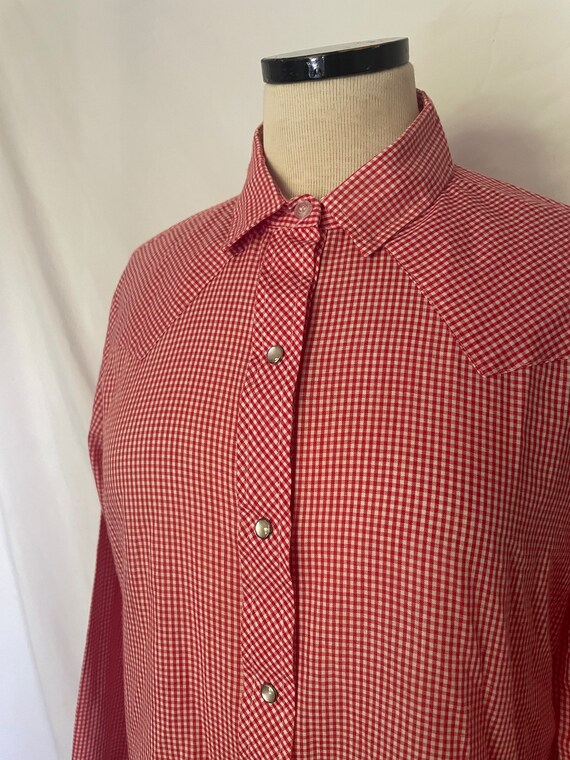 70’s Red Gingham Pattern Button Down by Karman - image 2