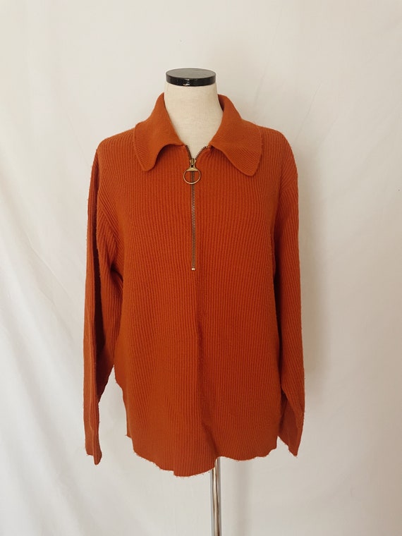 70’s Orange O-Ring Zip Sweater by Sears - image 1