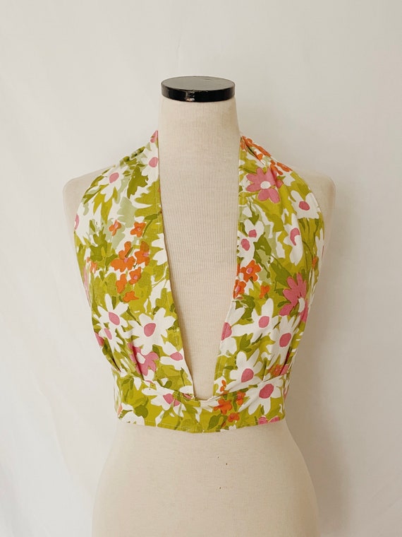 Handmade Upcycled Floral Halter Top