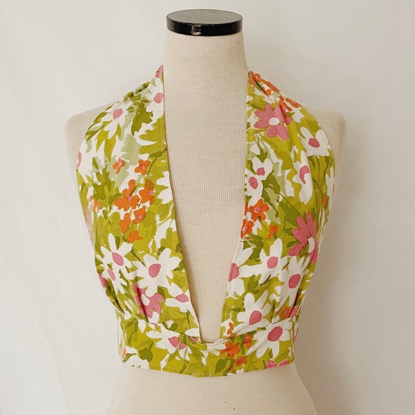 Handmade Upcycled Floral Halter Top