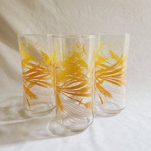 Vintage Amber Ombre Wheat Detail Glasses Set of 4 by Libbey