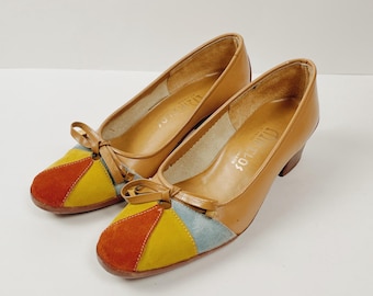 Vintage Mod Suede Leather Block Heels by Mikèlos