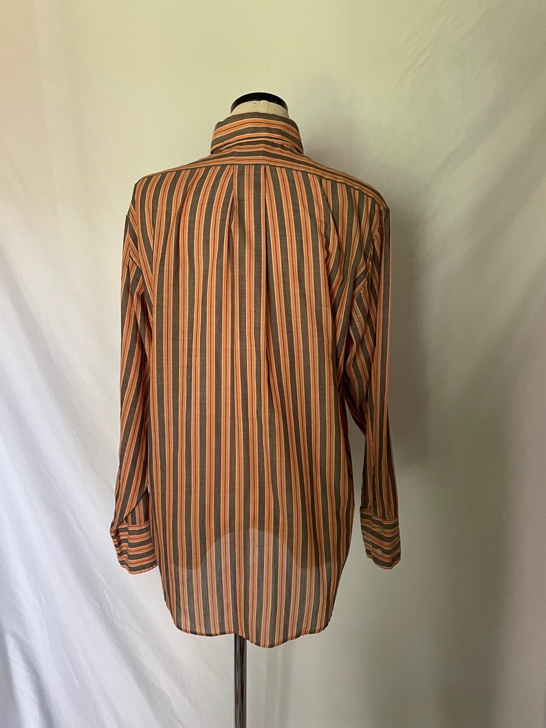 70s Orange-Brown Striped Button Down Shirt image 3