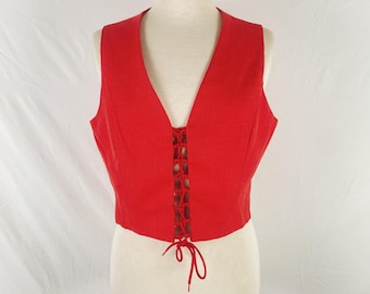 Vintage Lace Up Red Vest