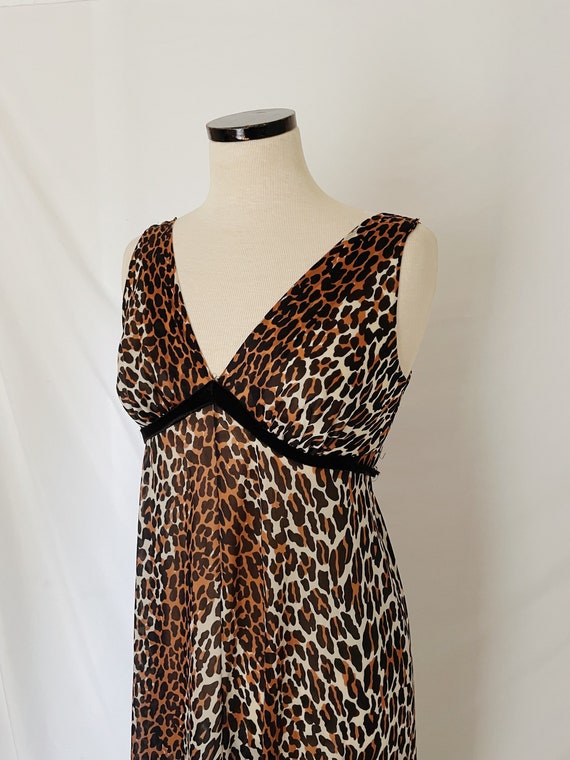 Vtg Leopard Print Slip Maxi Dress by Vanity Fair