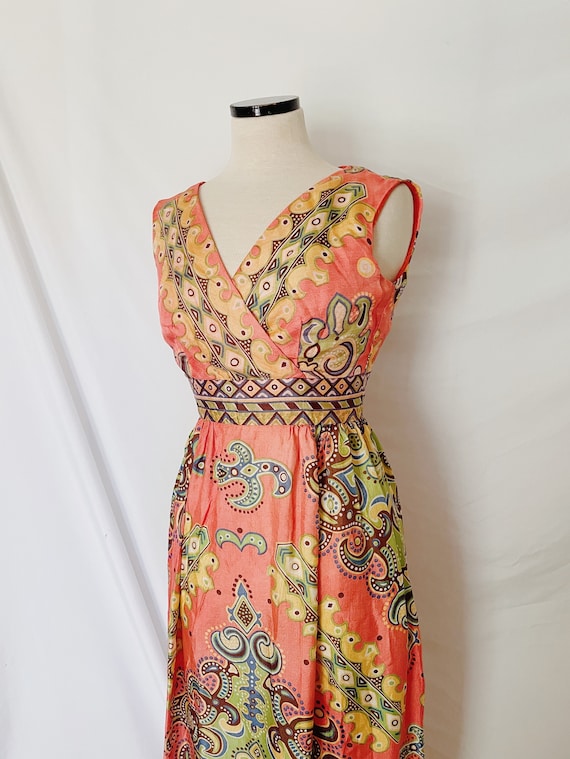 Vintage Peachy Pattern Maxi Dress - image 1